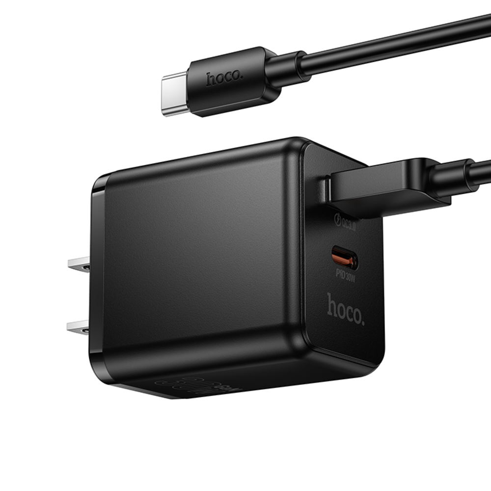CARGADOR HOCO C157 PD30W QC3.0 CABLE USB TIPO C NEGRO - 2