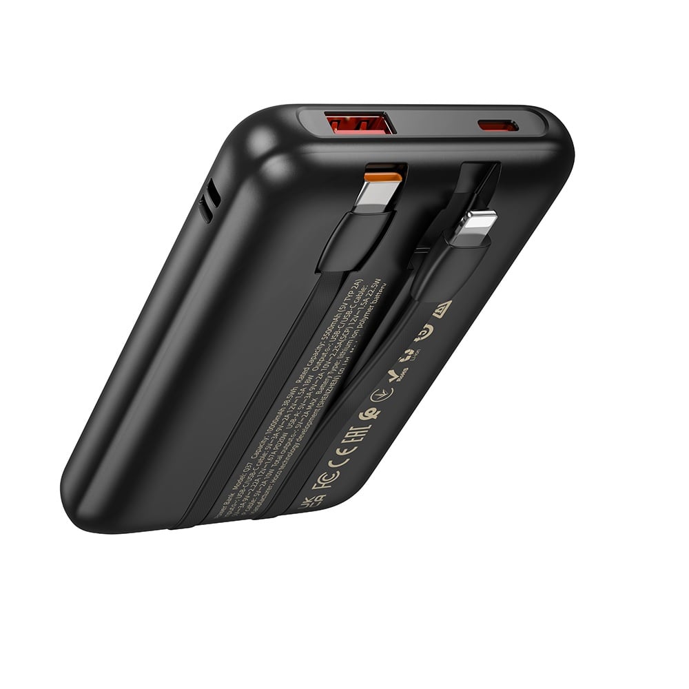 POWER BANK 10000MAH HOCO Q37 GRACEFUL 2 CABLES 22.5WNEGRO - 2