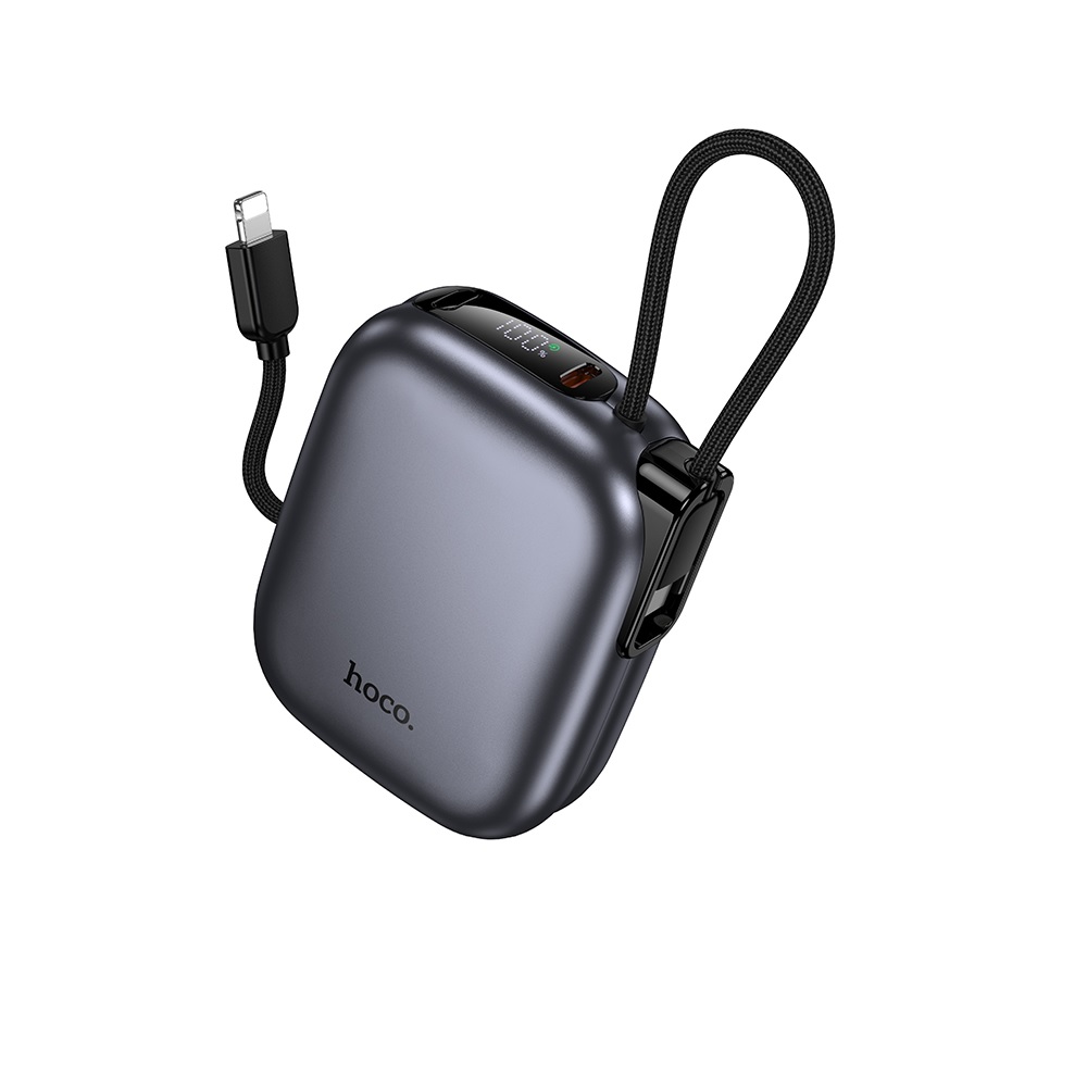 POWER BANK 10000MAH HOCO Q49 PEAK CON CABLE PD20W METAL GRIS - 2