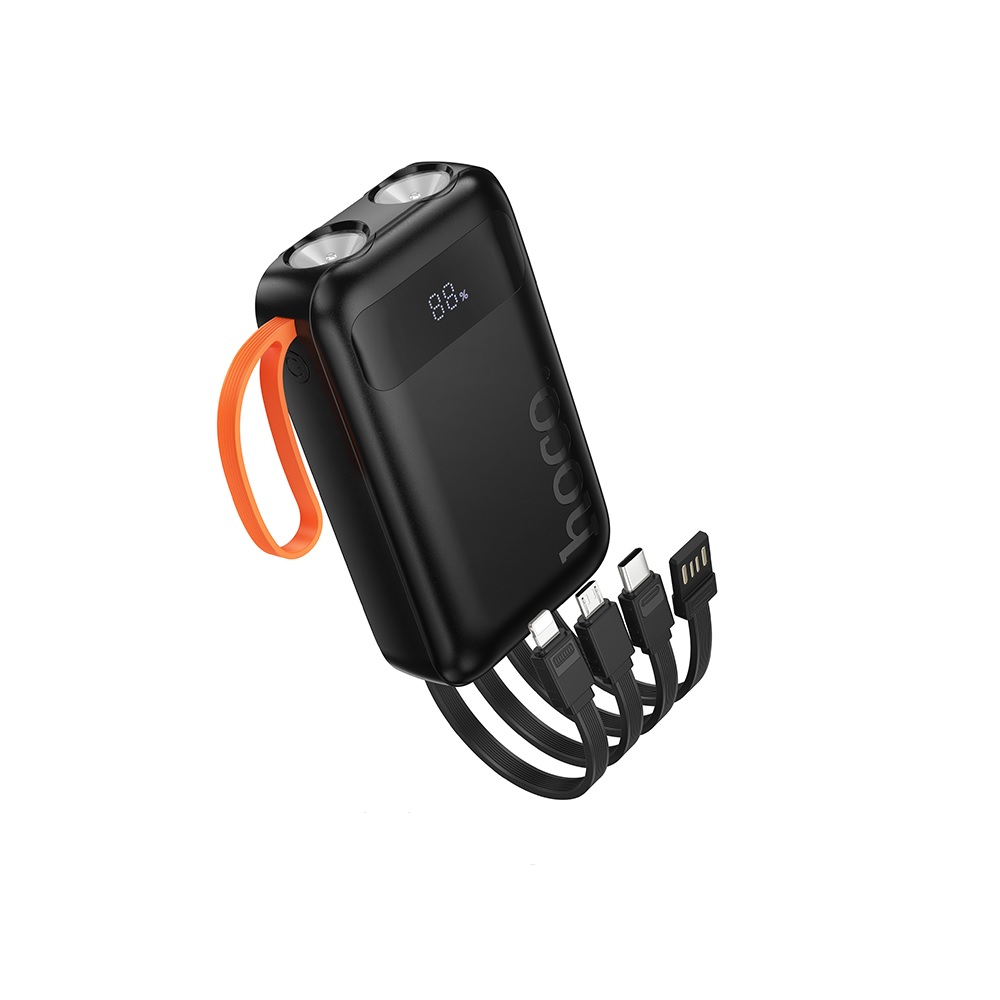 POWER BANK 10000MAH HOCO J151 SPIRIT 4 CABLES LINTERNA NEGRO - 1