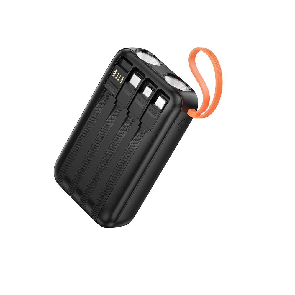 POWER BANK 10000MAH HOCO J151 SPIRIT 4 CABLES LINTERNA NEGRO - 2
