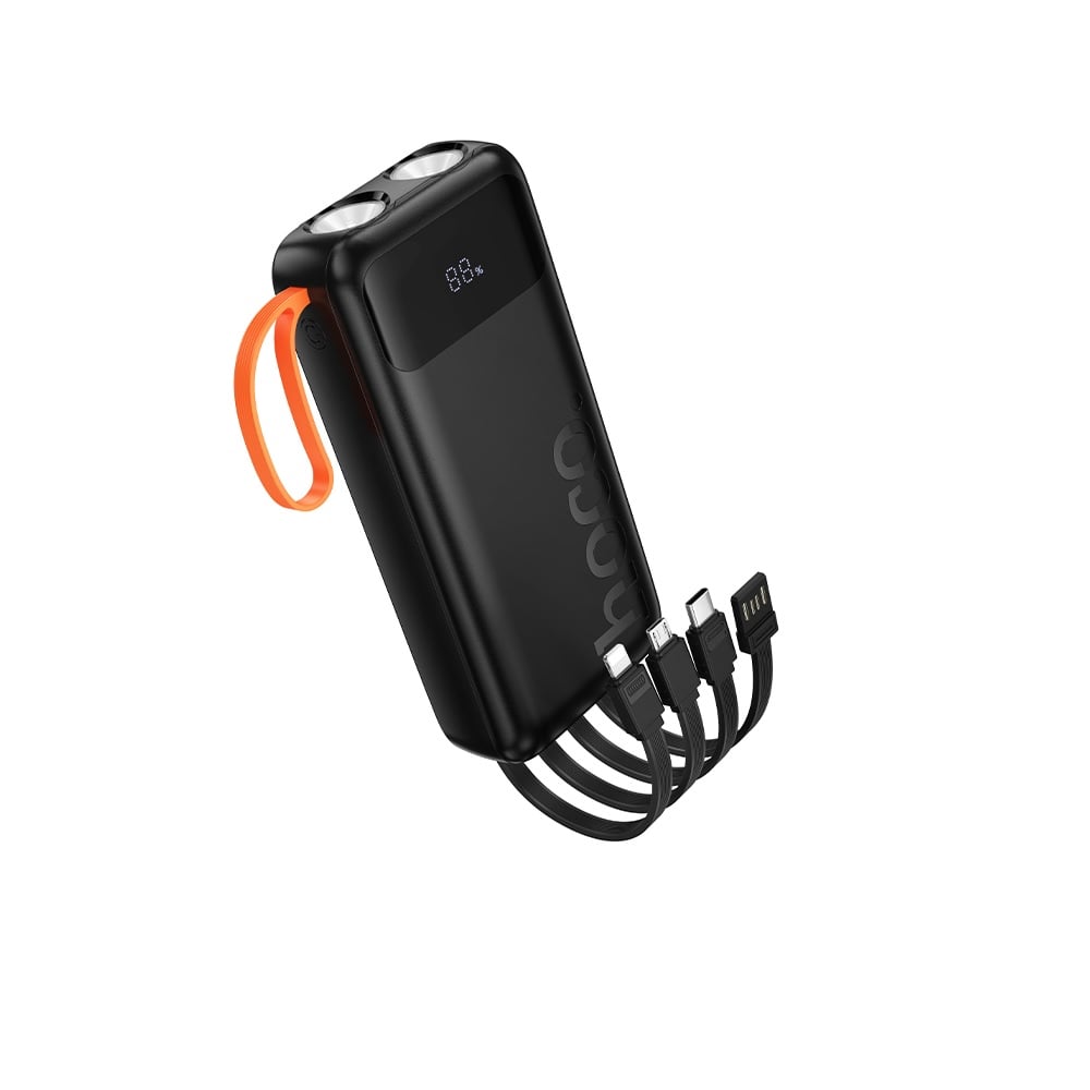 POWER BANK 20000MAH HOCO J151A SPIRIT 4 CABLES LINTERNA NEGRO - 1