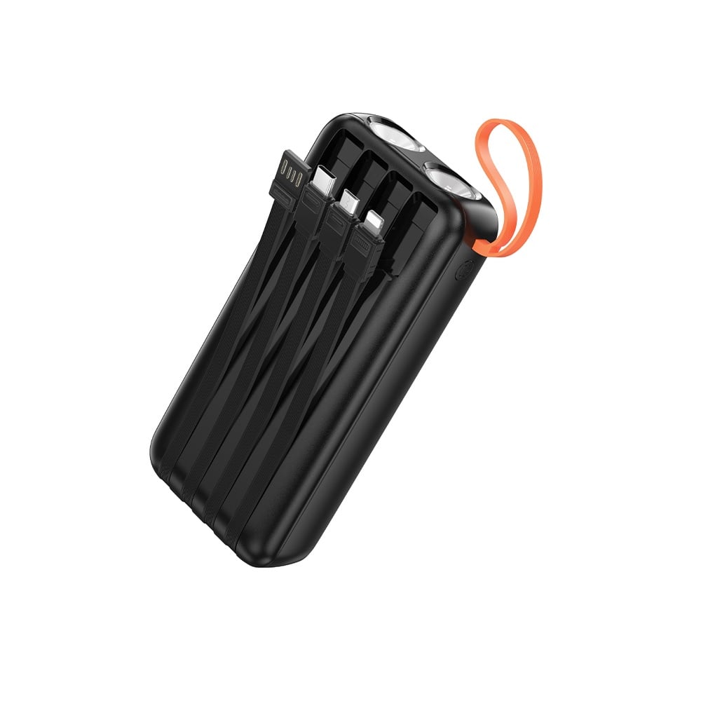 POWER BANK 20000MAH HOCO J151A SPIRIT 4 CABLES LINTERNA NEGRO - 2