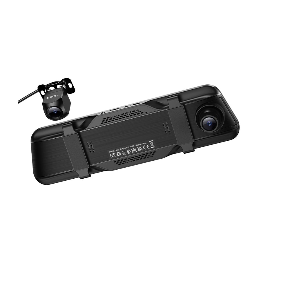 CAMARA ESPEJO RETROVISOR HOCO DV16 DASH CAM DUAL NEGRO - 2