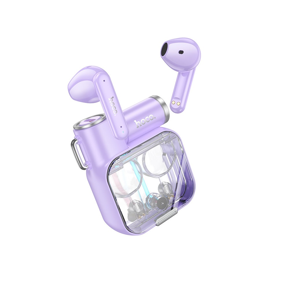 AUDÍFONOS INALAMBRICOS HOCO DES43 BLUETOOTH TRANSPARENTE PURPULA - 1