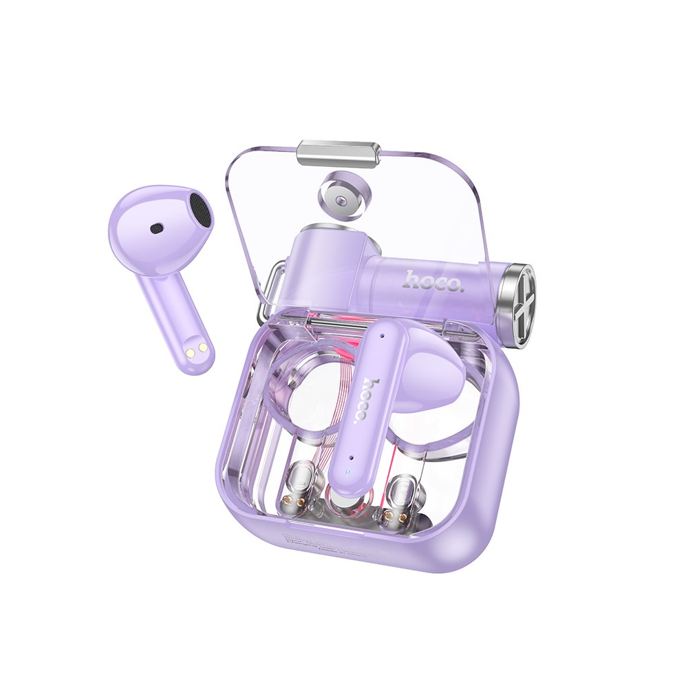 AUDÍFONOS INALAMBRICOS HOCO DES43 BLUETOOTH TRANSPARENTE PURPULA - 2