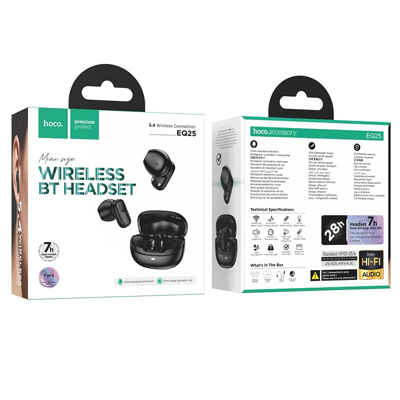 AUDÍFONOS INALAMBRICOS HOCO EQ25 BLUETOOTH NEGRO - 2
