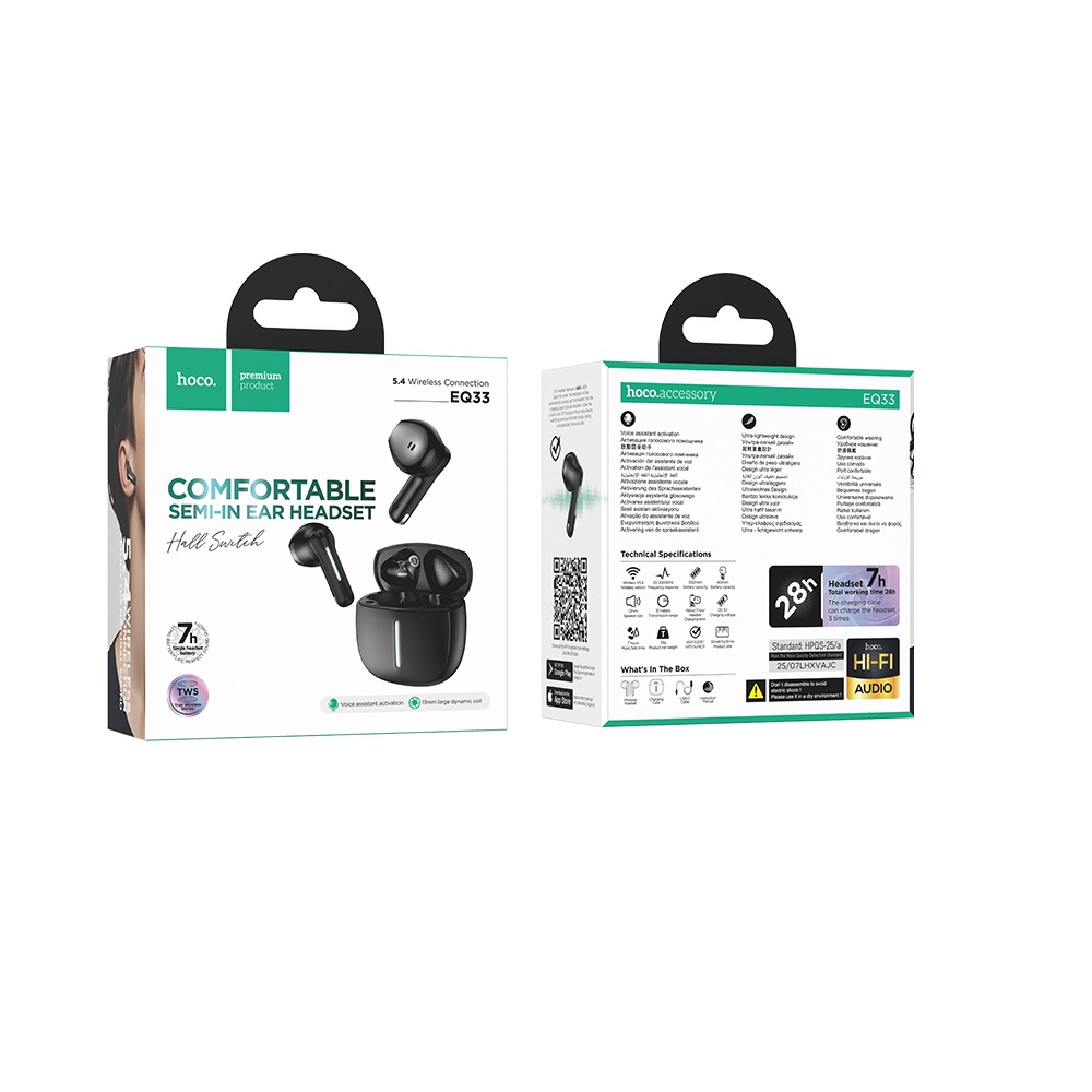 AUDÍFONOS INALAMBRICOS HOCO EQ33 BLUETOOTH APP CONTROL NEGRO - 3