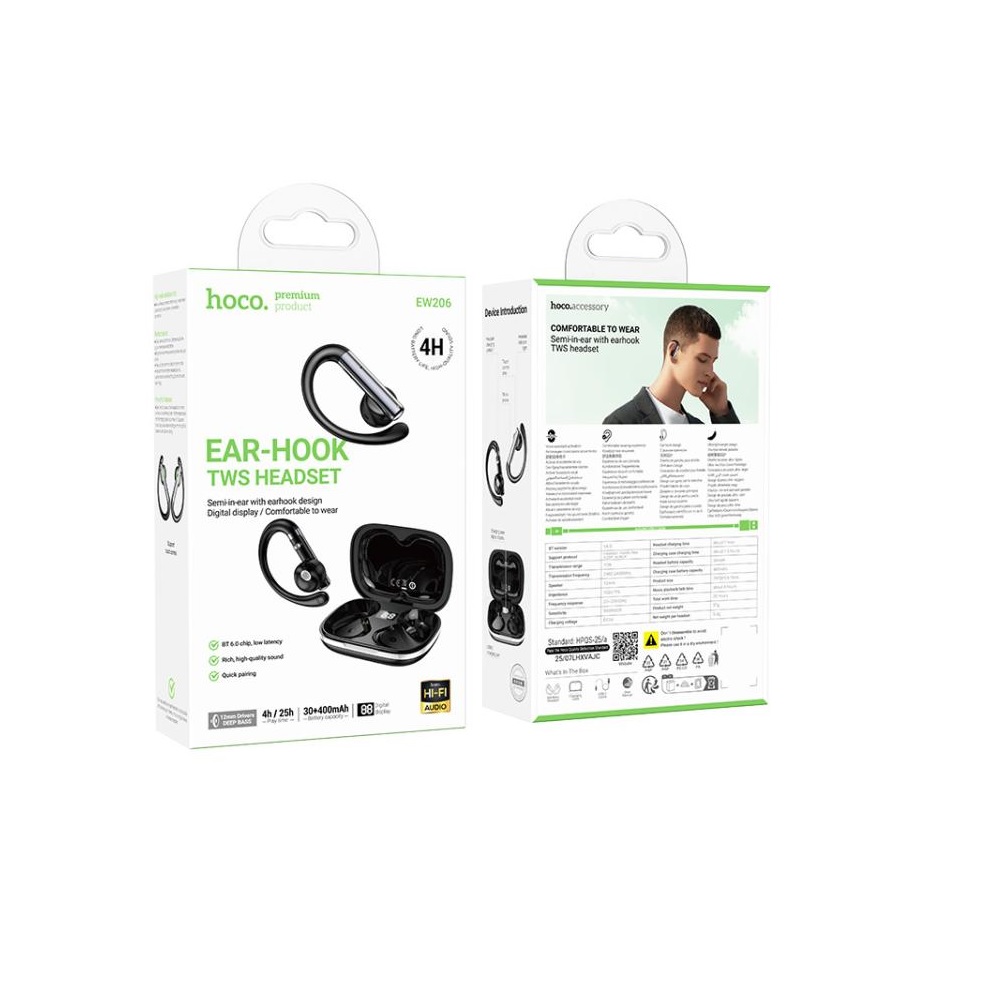 AUDÍFONOS INALAMBRICOS HOCO EW206 BLUETOOTH STEREONEGRO - 3