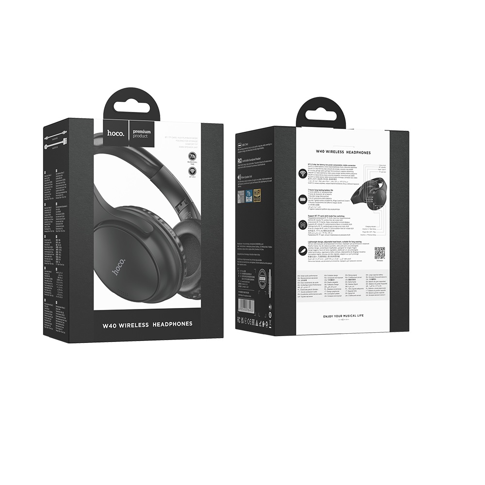 AUDIFONOS BLUETOOTH HOCO W40 DIADEMA OREJERAS NEGRO - 3