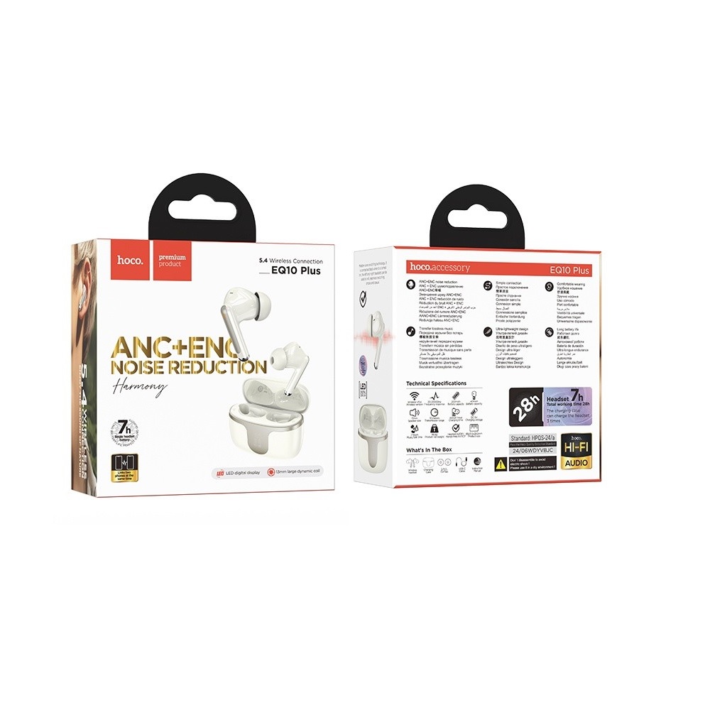 AUDÍFONOS INALAMBRICOS HOCO EQ10 PLUS BLUETOOTH ANC BLANCO - 3