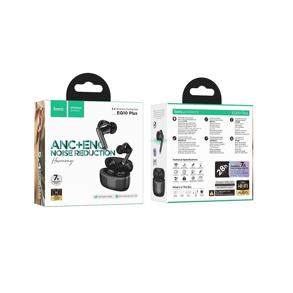 AUDÍFONOS INALAMBRICOS HOCO EQ10 PLUS BLUETOOTH ANC NEGRO - 3