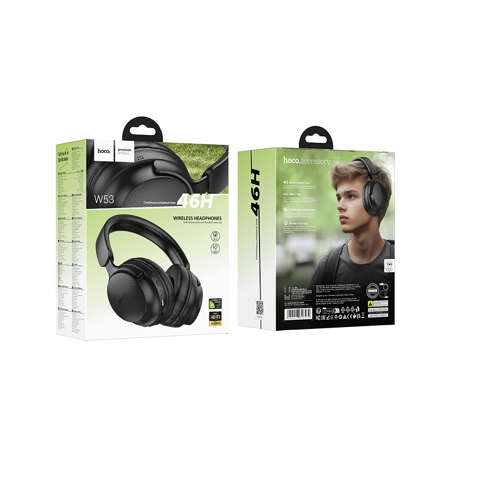 AUDIFONOS BLUETOOTH HOCO W53 DIADEMA OREJERAS NEGRO - 3