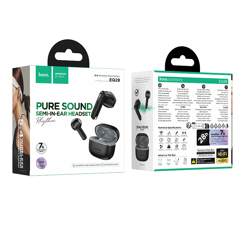 AUDÍFONOS INALAMBRICOS HOCO EQ28 BLUETOOTH MIDNIGHT NEGRO - 3
