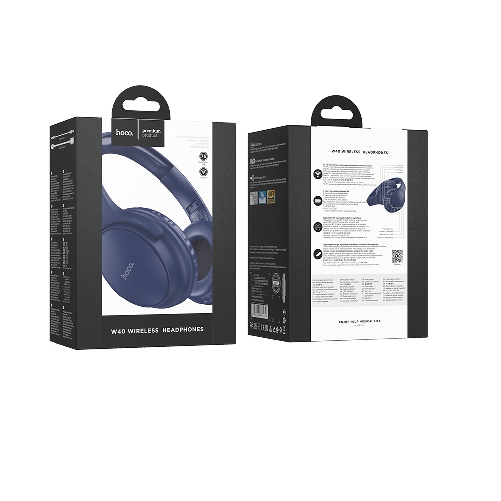 AUDIFONOS BLUETOOTH HOCO W40 DIADEMA OREJERAS AZUL - 3