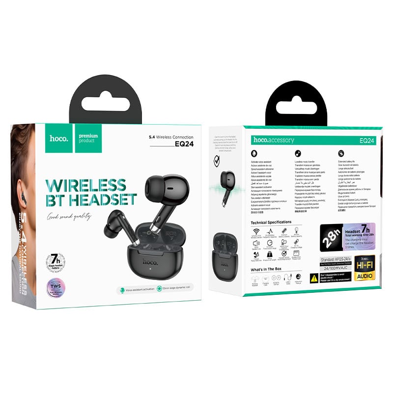 AUDÍFONOS INALAMBRICOS HOCO EQ24 BLUETOOTH STEREO NEGRO - 3