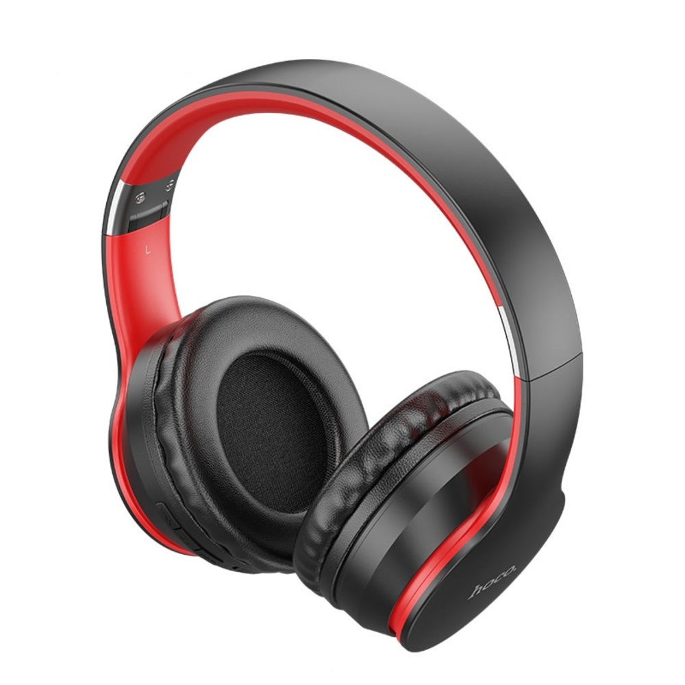 AUDIFONOS BLUETOOTH HOCO ESD16 DIADEMA OREJERAS NEGRO-ROJO - 2