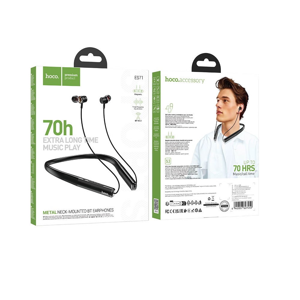 AUDIFONOS BLUETOOTH HOCO ES71 DIADEMA CUELLO NEGRO - 3
