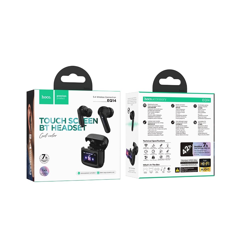 AUDÍFONOS INALAMBRICOS HOCO EQ14 BLUETOOTH PANTALLA NEGRO - 3