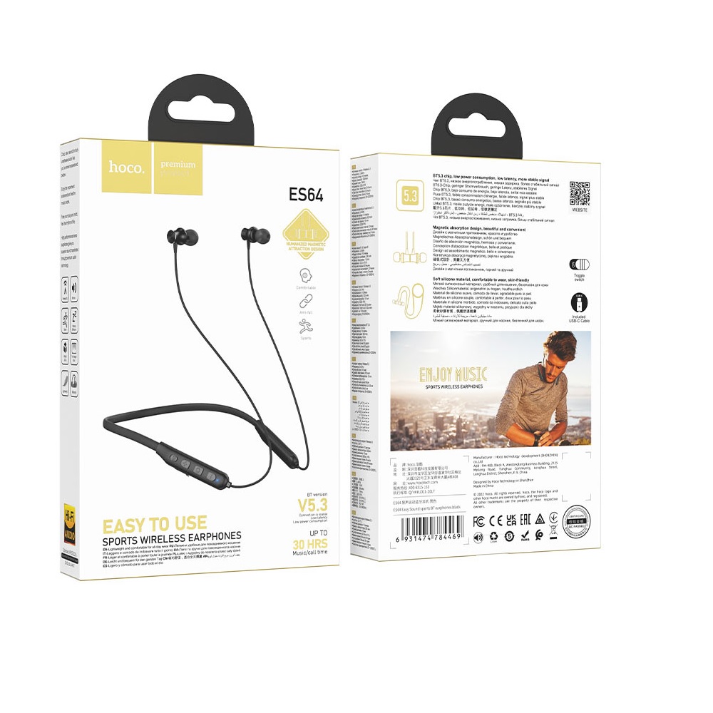 AUDIFONOS BLUETOOTH HOCO ES64 DIADEMA CUELLO NEGRO - 3