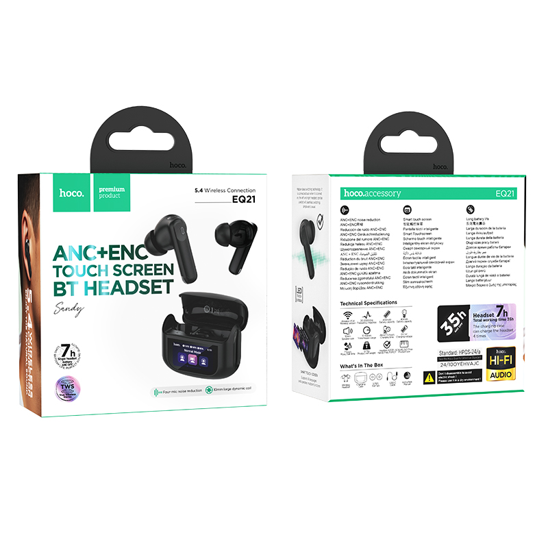 AUDÍFONOS INALAMBRICOS HOCO EQ21 BLUETOOTH PANTALLA NEGRO - 2