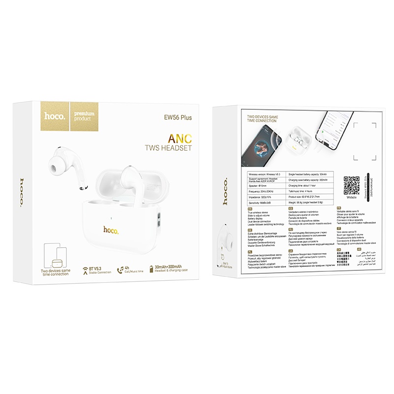 AUDÍFONOS INALAMBRICOS HOCO EW56 PLUS BLUETOOTH BLANCO - 3