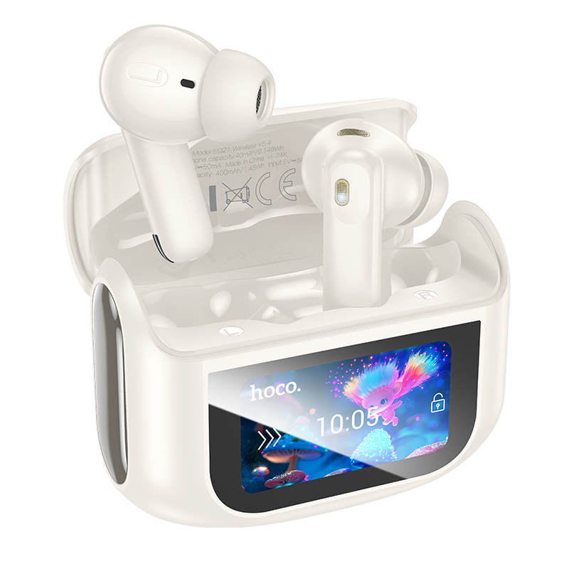AUDÍFONOS INALAMBRICOS HOCO EQ21 BLUETOOTH PANTALLA BLANCO - 2