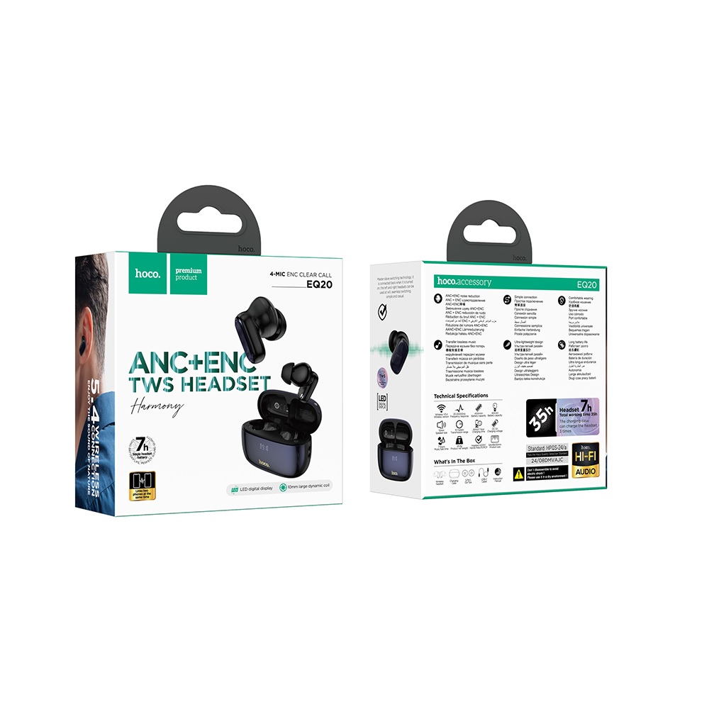 AUDÍFONOS INALAMBRICOS HOCO EQ20 BLUETOOTH ANC ENC NEGRO - 3