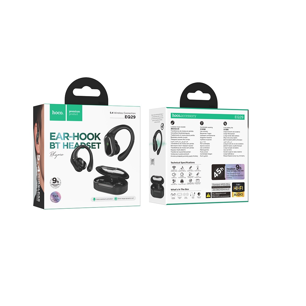AUDÍFONOS INALAMBRICOS HOCO EQ29 BLUETOOTH STEREO NEGRO - 3