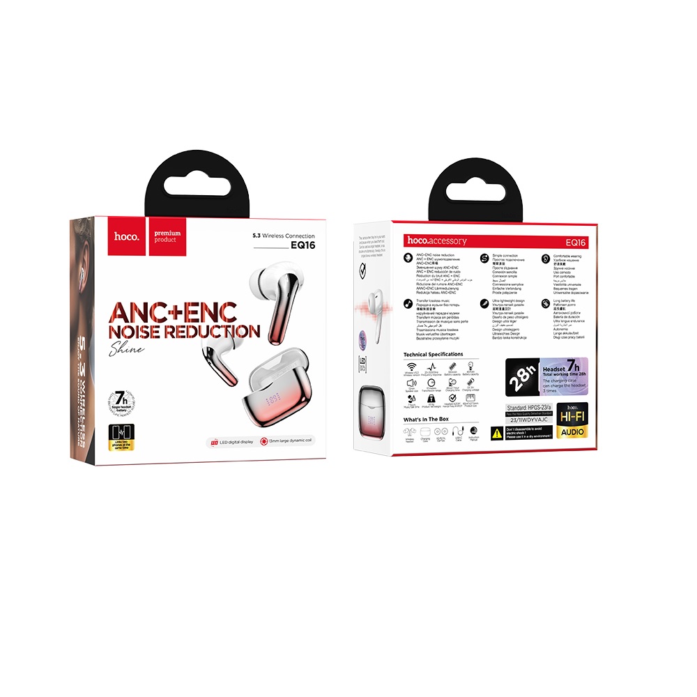 AUDÍFONOS INALAMBRICOS HOCO EQ16 BLUETOOTH ANC ENC ROJO - 3