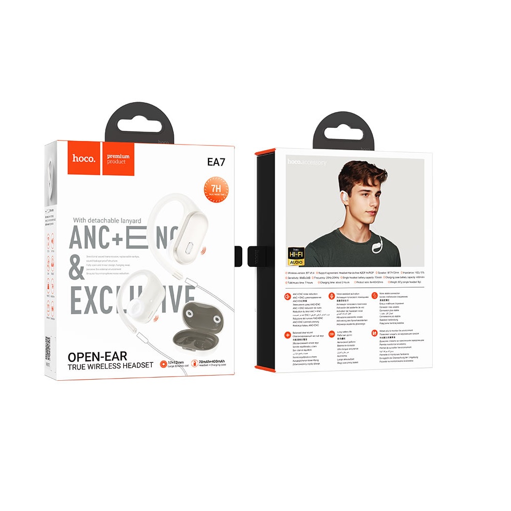 AUDÍFONOS INALAMBRICOS HOCO EA7 BLUETOOTH OPEN ANC BLANCO - 3