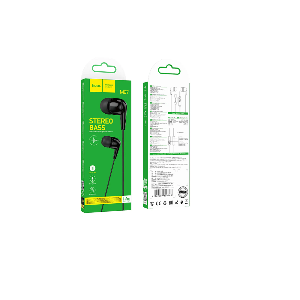 AUDÍFONO CON MICRÓFONO HOCO M97 ALÁMBRICO TIPO C NEGRO - 3