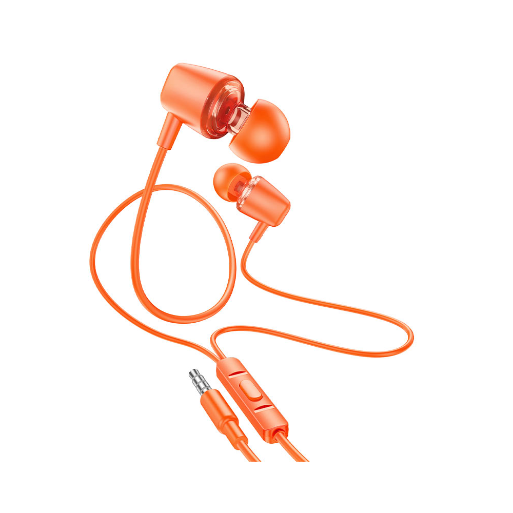 AUDÍFONO CON MICRÓFONO HOCO M107 ALÁMBRICO JACK 3.5MM NARANJA - 1