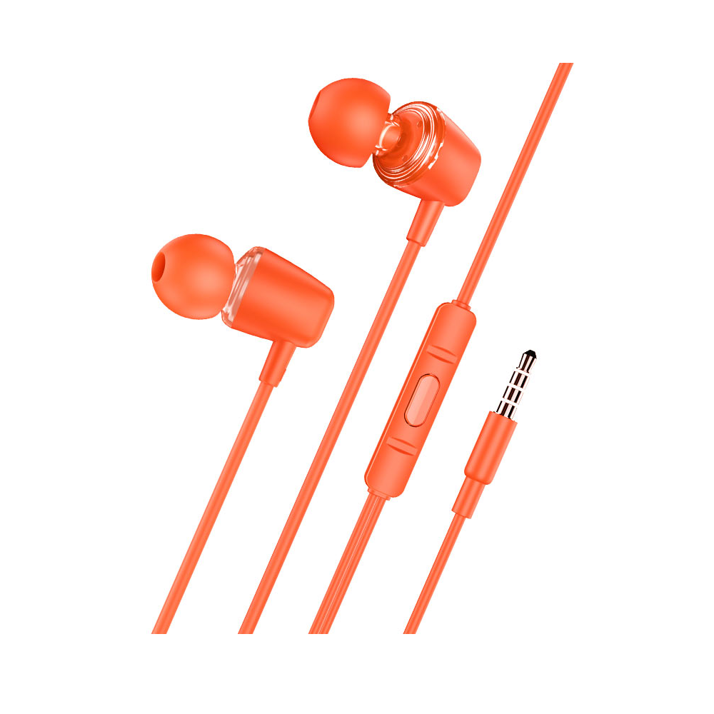 AUDÍFONO CON MICRÓFONO HOCO M107 ALÁMBRICO JACK 3.5MM NARANJA - 2