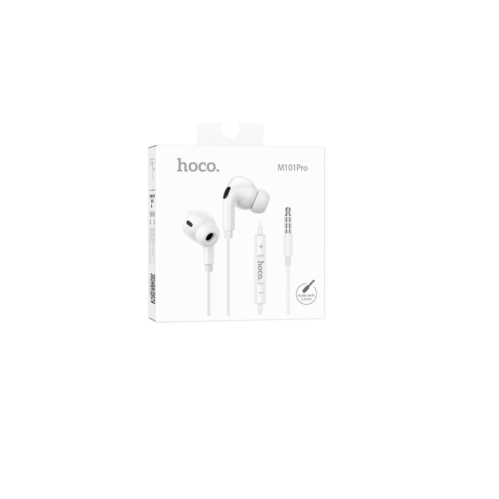 AUDÍFONO CON MICRÓFONO HOCO M101 PRO ALÁMBRICO JACK 3.5MM BLANCO - 3