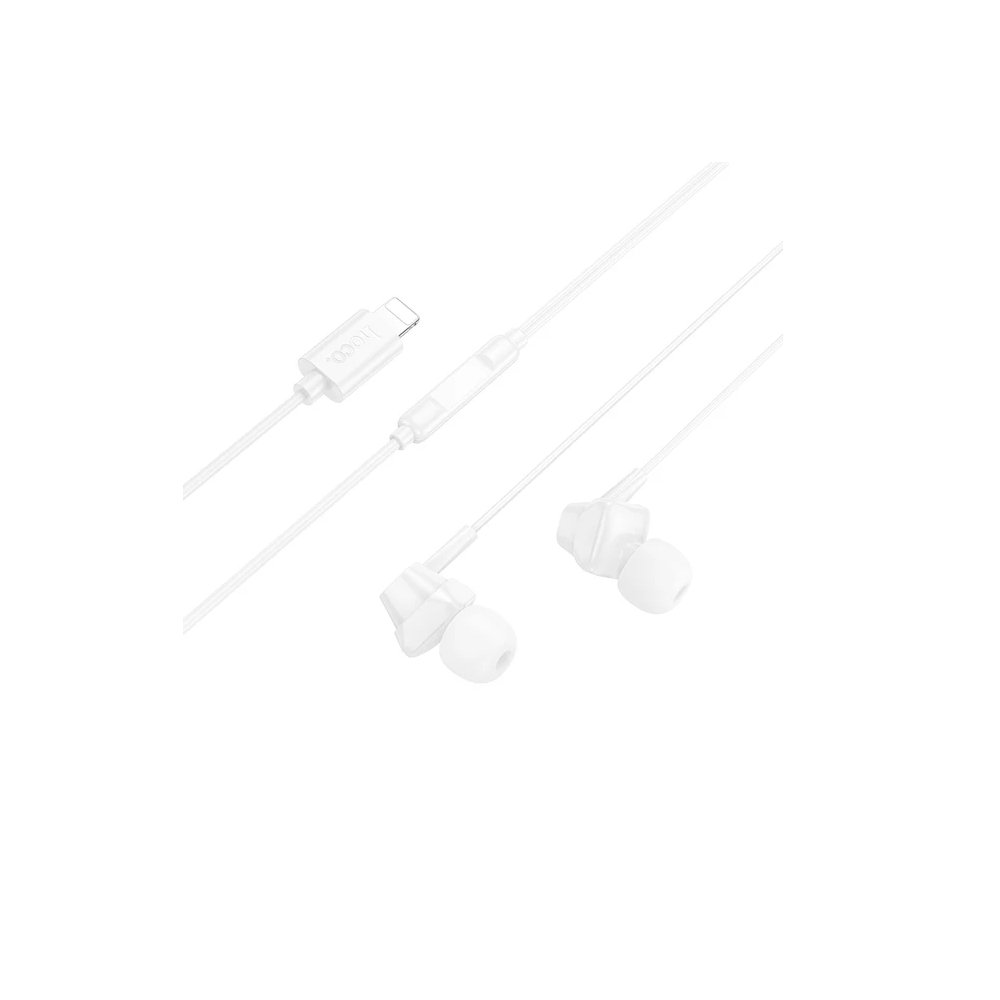AUDÍFONO CON MICRÓFONO HOCO M113 ALÁMBRICO LIGHTNING BLANCO - 2