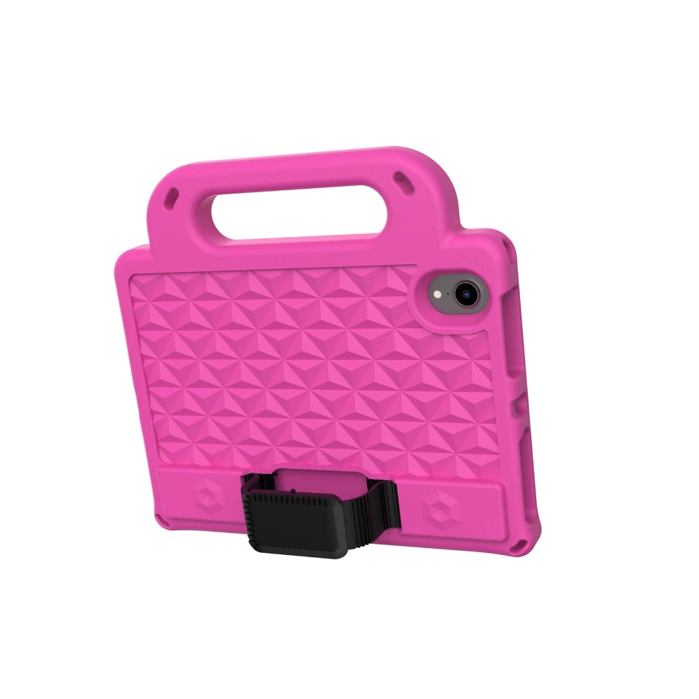FUNDA PARA IPAD 5TA GEN DE 9.7' DE GOMA DIAMANTE FUCSIA RESISTENTE - 1