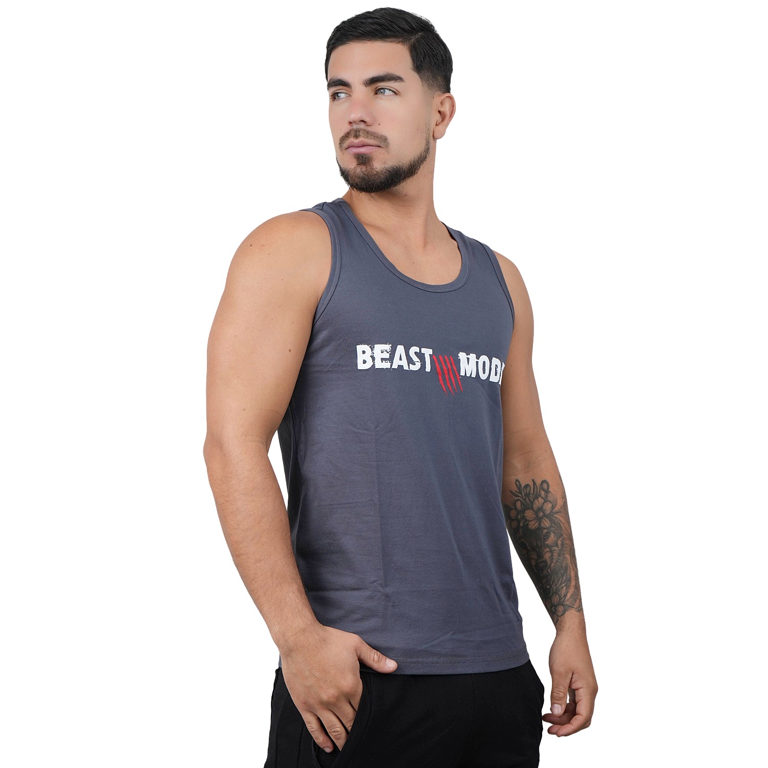 BIVIDÍ HOMBRE MUSCLE MUSEUM ALGODÓN PLOMO DEPORTIVO BEAST MO - 6