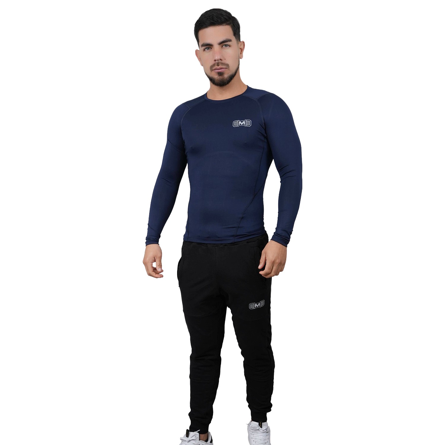 POLO DEPORTIVO DE COMPRESIÓN MANGA LARGA MUSCLE MUSEUM COLOR AZUL PARA HOMBRES - 6