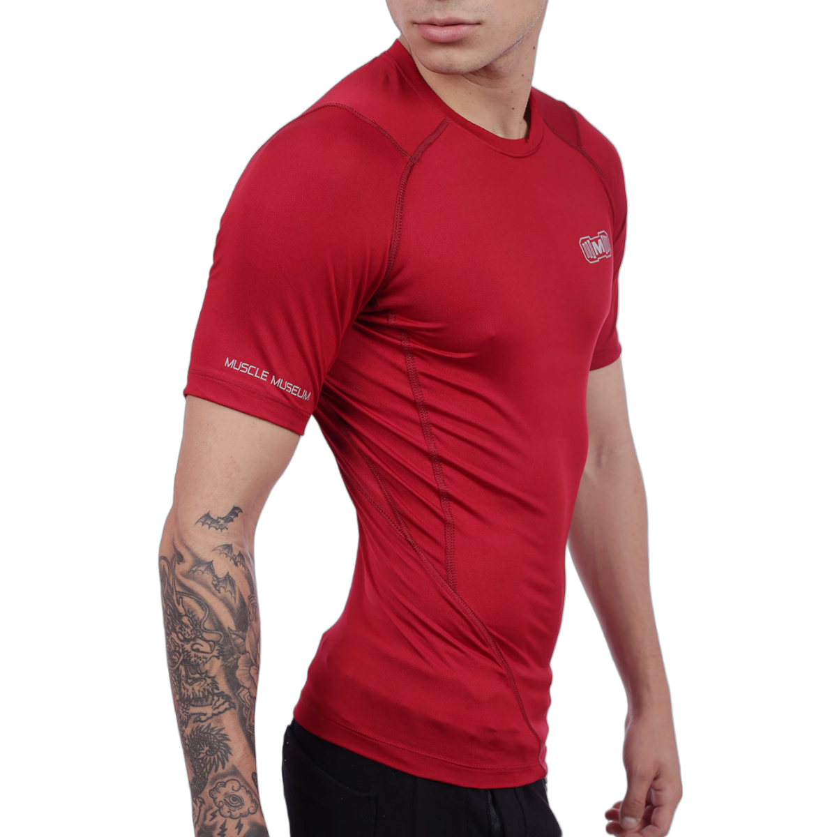 POLO DEPORTIVO HOMBRE MUSCLE MUSEUM ROJO COMPRESIÓN MANGA CORTA - 4
