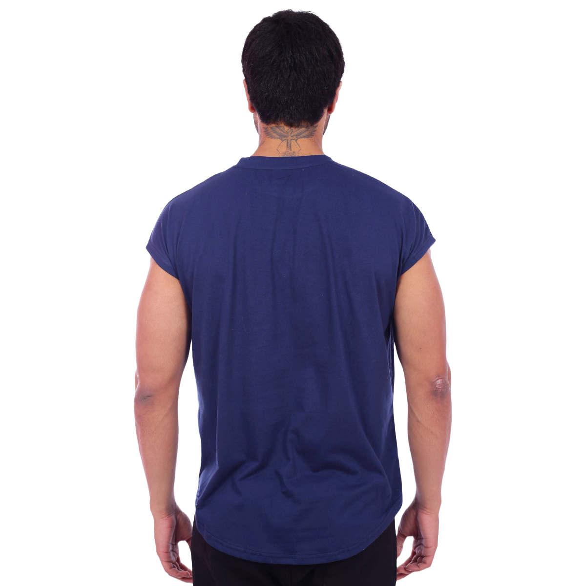 POLO HOMBRE MUSCLE MUSEUM ALGODÓN AZUL ACERO MUSCLE TEE MANGA CERO - 6
