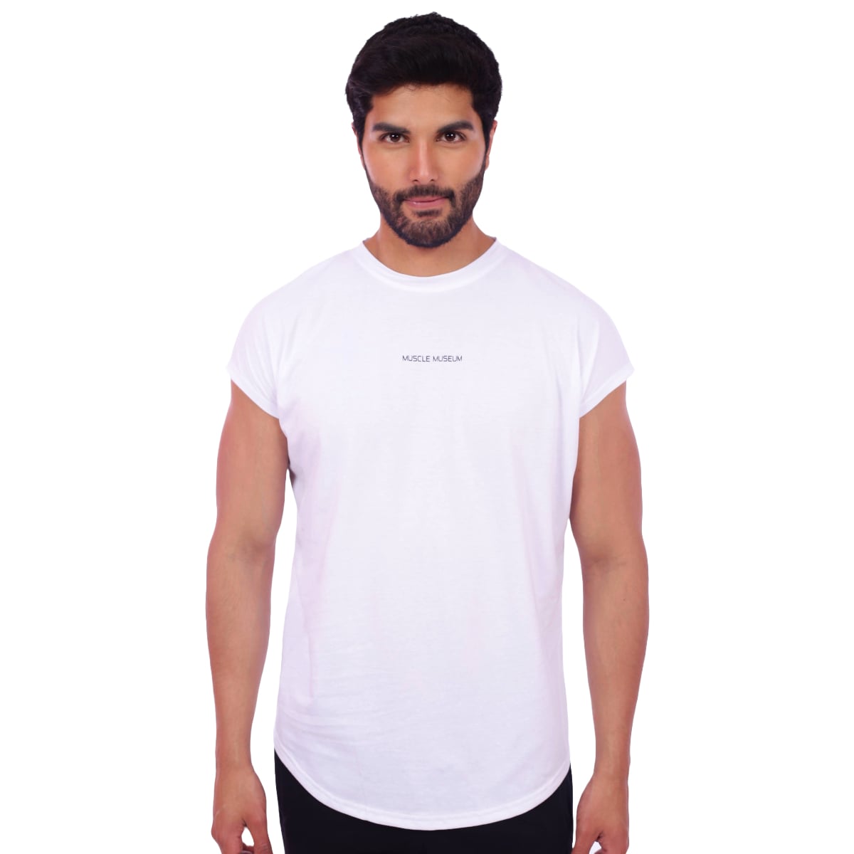 POLO HOMBRE MUSCLE MUSEUM ALGODÓN BLANCO MUSCLE TEE MANGA CERO - 1