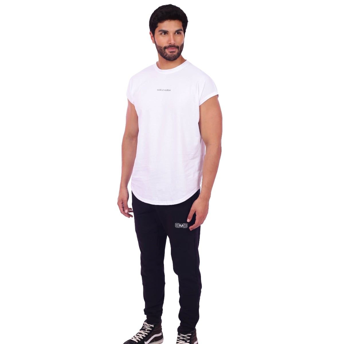 POLO HOMBRE MUSCLE MUSEUM ALGODÓN BLANCO MUSCLE TEE MANGA CERO - 2