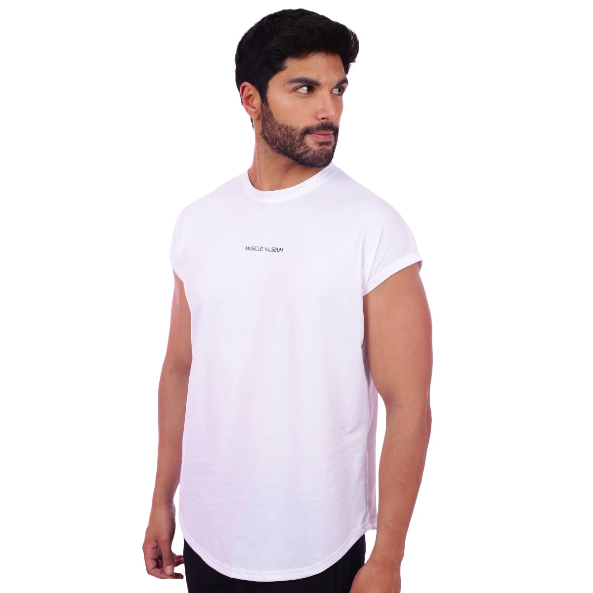 POLO HOMBRE MUSCLE MUSEUM ALGODÓN BLANCO MUSCLE TEE MANGA CERO - 3
