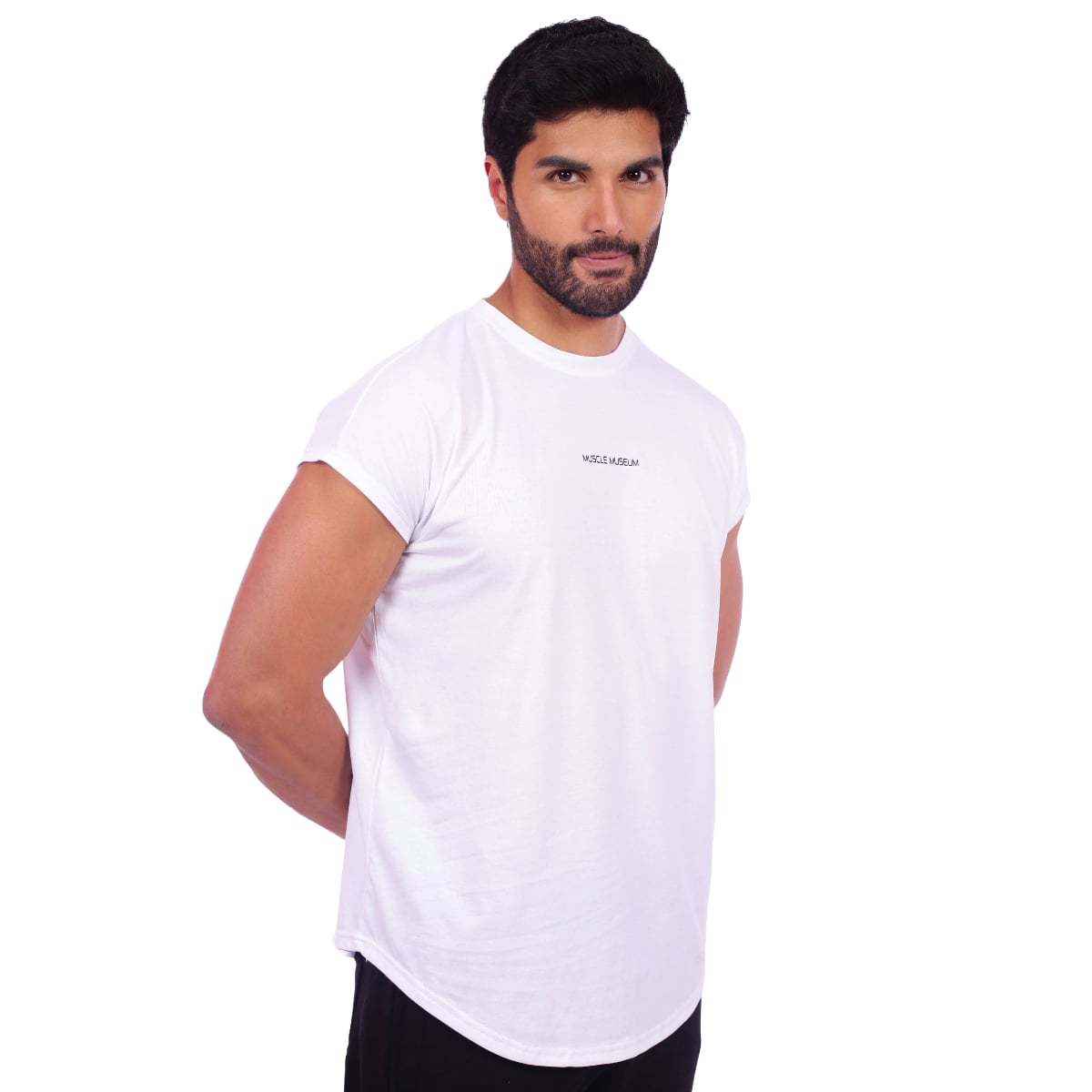 POLO HOMBRE MUSCLE MUSEUM ALGODÓN BLANCO MUSCLE TEE MANGA CERO - 5
