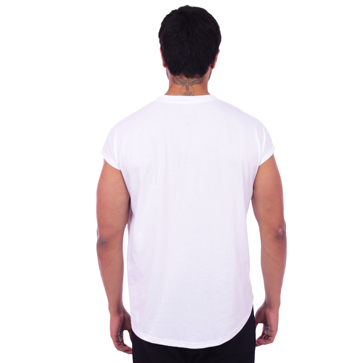 POLO HOMBRE MUSCLE MUSEUM ALGODÓN BLANCO MUSCLE TEE MANGA CERO - 6