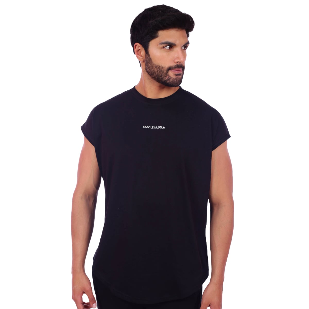 POLO HOMBRE MUSCLE MUSEUM ALGODÓN NEGRO MUSCLE TEE MANGA CERO - 1