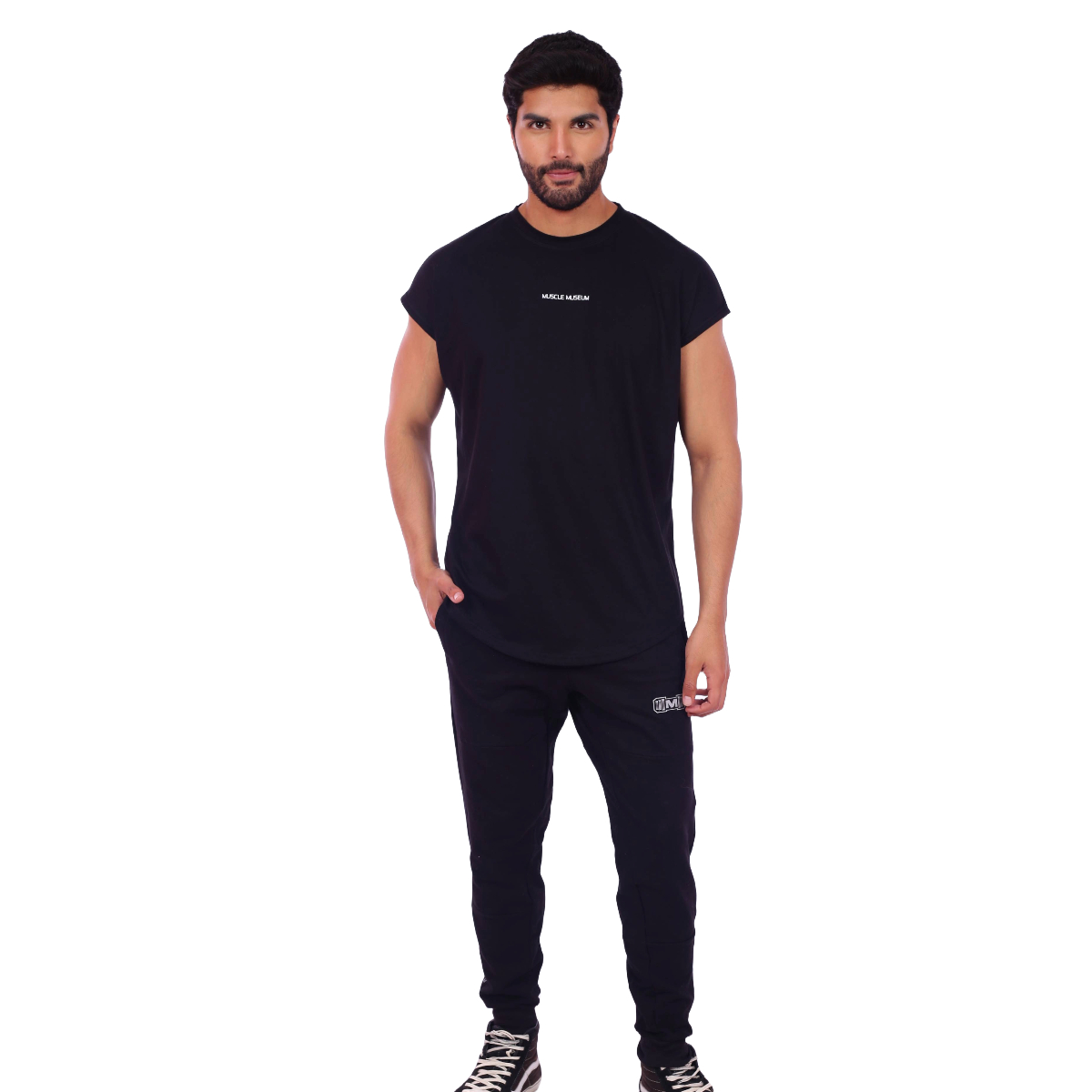 POLO HOMBRE MUSCLE MUSEUM ALGODÓN NEGRO MUSCLE TEE MANGA CERO - 2