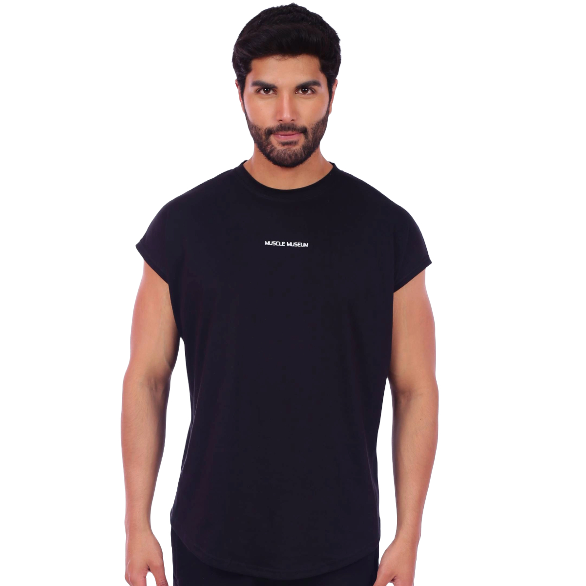 POLO HOMBRE MUSCLE MUSEUM ALGODÓN NEGRO MUSCLE TEE MANGA CERO - 3