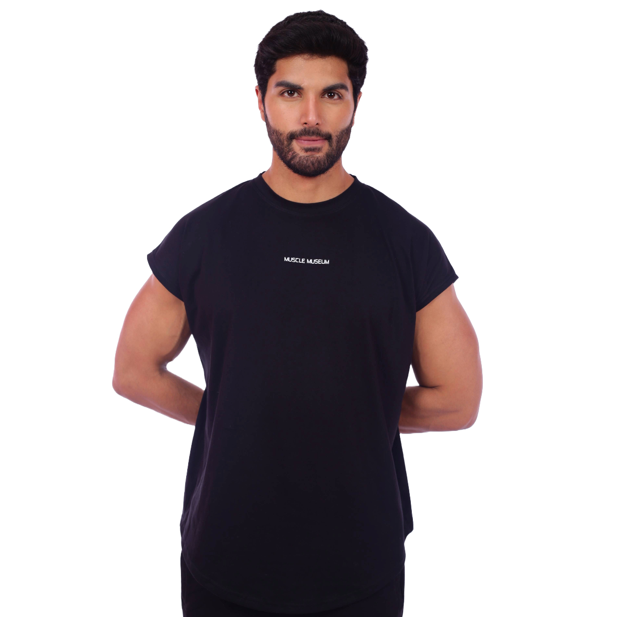POLO HOMBRE MUSCLE MUSEUM ALGODÓN NEGRO MUSCLE TEE MANGA CERO - 4